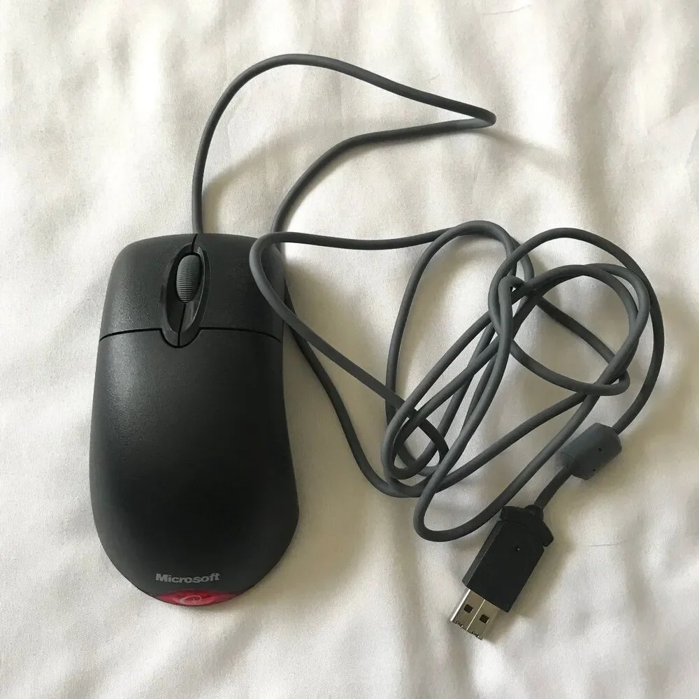 Microsoft Optical Mouse X802382 USB Wired 3-Button Black Scroll Wheel Mouse